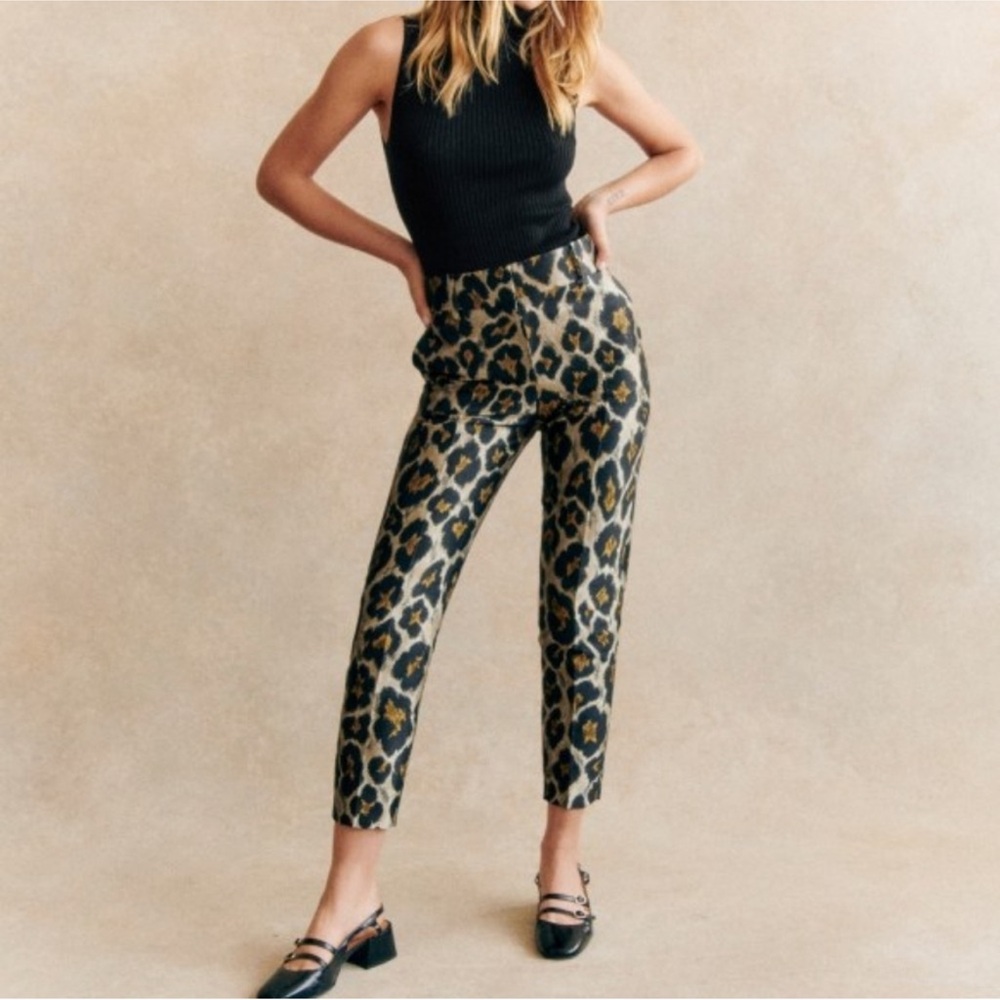Sezane Gustavo Leopard Animal Print pants sz 40 / US 8
